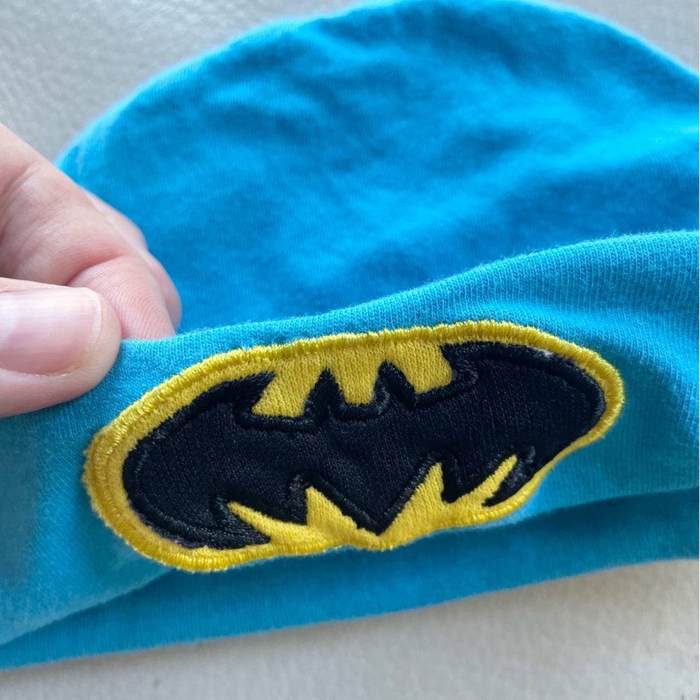 $3 ๐ฅBatman Batshield Logo Beanie Hat, Dual Side Knots, Aqua Blue, Super Cute
